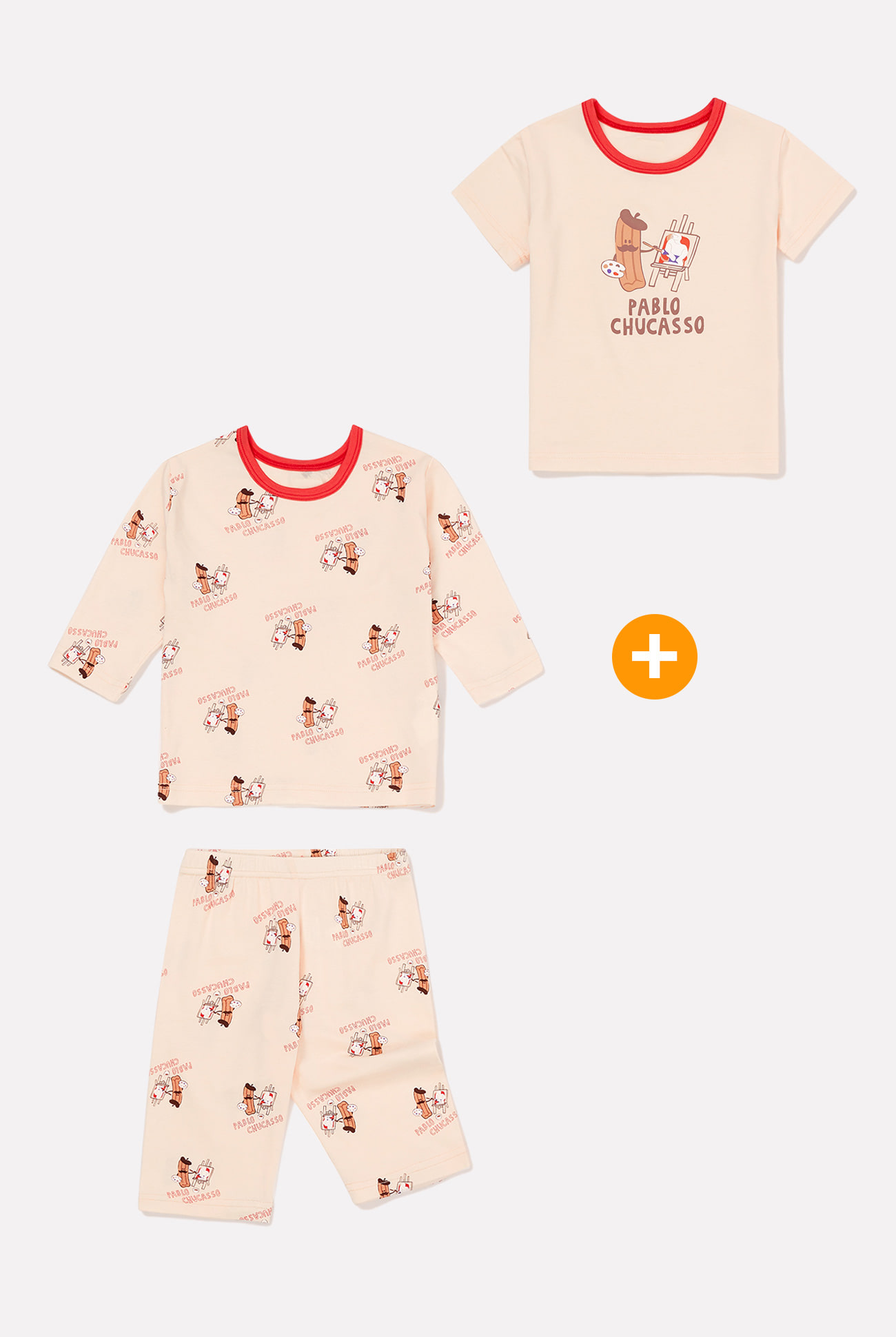 아동 0022 추카소 7부소매 상하 + 티셔츠 (3set)
